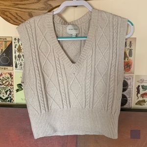 White Sweater Vest Pink Rose